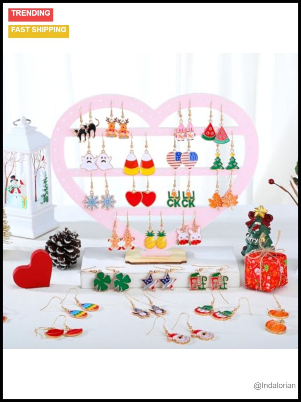 72 Pairs Holiday Drop & Dangle Earrings Set Alloy - Picture 4 of 6